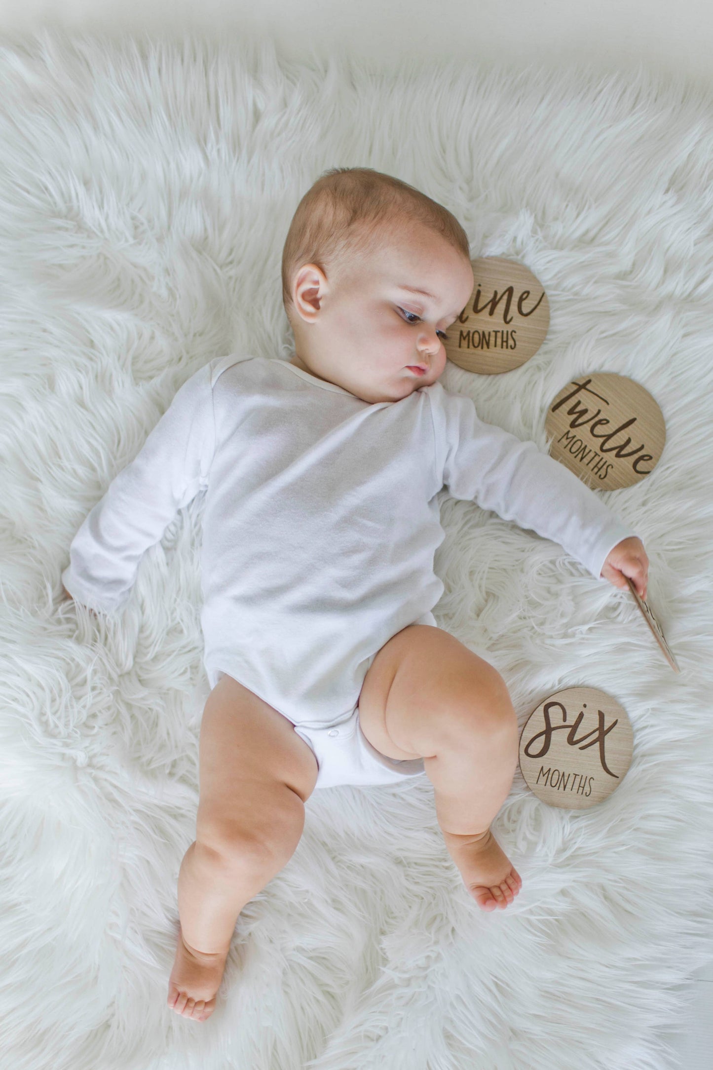 Baby Wooden Monthly Milestone Photo Props Discs