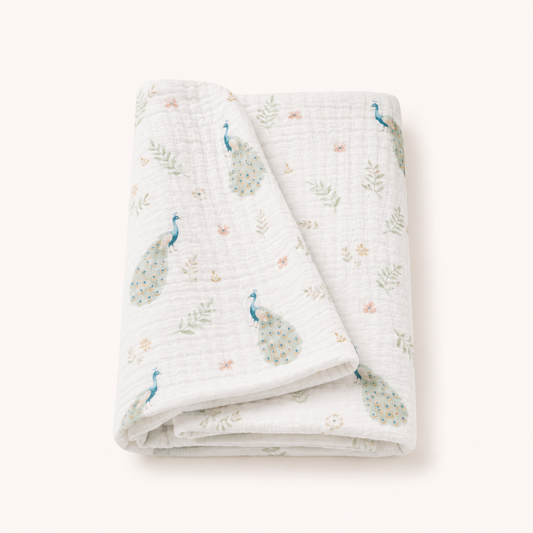 Peacock Bloom Muslin Swaddle