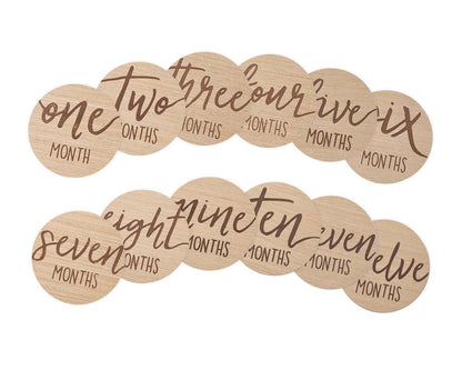 Baby Wooden Monthly Milestone Photo Props Discs